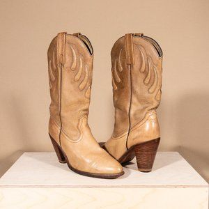 Vintage Bear Claw 80s Frye Cream Western Boots Women 9.5